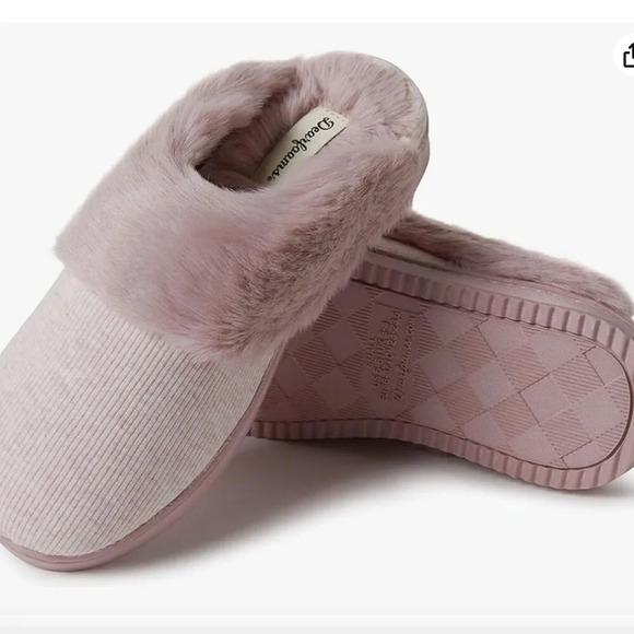 NWT Dearfoams Women's Dahlia Rib Knit Scuff Slipper, pink, size small (5-6) - Picture 1 of 3
